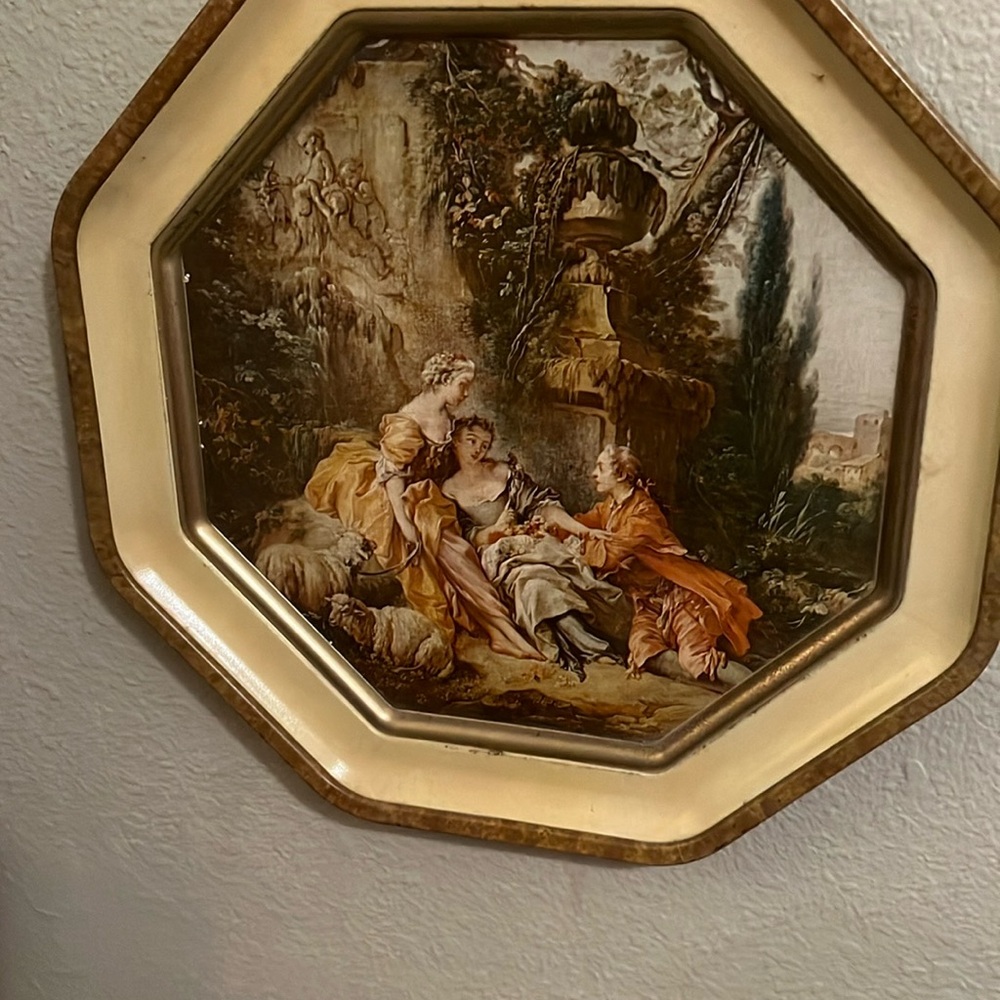 Octagonal Vintage Wall Art with Classical Scene
